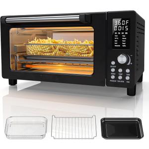 Nuwave Bravo Pro Convection Air Fryer Toaster Oven Combo, 2025 New and Improved, 10-in-1, 50-450F Temp Controls, Quick & Even Crisp Technology, 21Qt Capacity, Black, PFAS Free