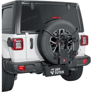 JOYTUTUS Spare Tire Bike Rack for 2-Bike Folding with Security Lock for Wrangler Gladiator Bronco SUV, Anti-Wobble Bike Mount Carrier, Fit 31.5"-32.5" Spare Tire