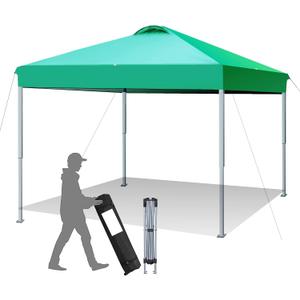 6x6 Pop Up Canopy Tent Instant Canopy for Party Portable Beach Tent Sun Shelter Heavy Duty Steel Frame Outdoor Canopy, Green