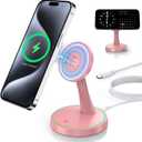 Magnetic Wireless Charger Stand 15W Fast Mag-Safe Charger for iPhone 17 /17 pro/ 17 Air/ 17 pro max 16/15/14/13/12 Series Magnet Wireless Charging Station/Pad with Sleep-Friendly Light for AirPods