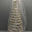 Handmade Pair of Tabletop Christmas Trees in Cream - 36" and 26" Tall, Hand Felted Wool