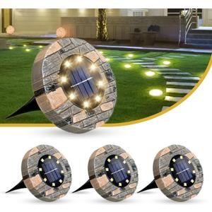 Solar Ground Lights Outdoor Decor - Waterproof LED Outdoor Solar Lights for Yard, Patio, Garden, Pathway, Stair, Deck - Landscape Lighting for Garden Decor - Outside Lightings (4 Pack, Warm White)
