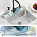 CONCHLERY 2 Pcs Kitchen Sink Splash Guard Faucet Mat Marble Texture Faucet Mat for Sinks Absorbing Drying Mats for Kitchen Bathroom, 23.6x5.5inch