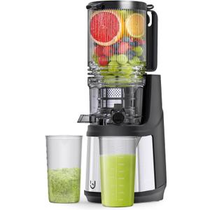 Masticating Juicer Machines, 5.8" Inch Feeding Chute Supports Whole Fruits and Vegetables350W Slow Cold Press JuicerEasy to Clean,Gray-Stainless Steel