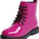 DREAM PAIRS Boys Girls Side Zipper Combat Ankle Boots(12 Little Kid (Rose/Red)