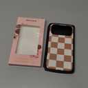 DEENAKIN for iPhone 17 Pro Max Case - Wireless Charging Compatible - Dual-Layer Hard Shell & Silicone Cover - Protective Phone Case with Trendy Cute Designs for Women - Brown Checkered Pattern