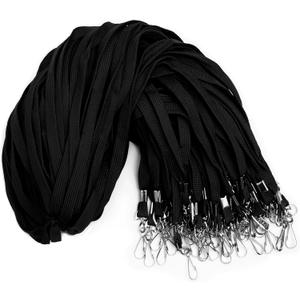 100-Pack Black Lanyards for ID Badges with Swivel J-Hooks - Versatile Neck Lanyard for Keys, Card Holders, Whistles, and More - Ideal for Offices, Teachers, Kids, and Cruise Ship Cards