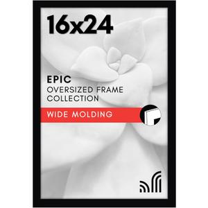 Americanflat 16x24 Poster Frame with Polished Plexiglass - Black Picture Frame - Wide Photo Frames Made of Engineered Wood for Vertical or Horizontal Wall Display - Epic Collection - Black