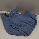 andy & natalie Women's Denim Jackets Cropped Long Sleeve Basic Button Down Crop Jean Shacket with Pockets (Blue, M)