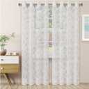 Superior Scroll Sheer Curtains, Window Accents, Floral Scroll, Perfect For Natural Light, with Rod Pocket or Grommets, Decorative Vintage Rustic Bohemian, Curtain Set of 2 Panels, 52" X 63", Grey (52"W x 63"L (Pack of 2))