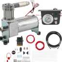 On Board Air Compressor System Replacement For Trucks Vans, includes Air Spring Compressor, Gauge, Wiring harness, Line and Hardware Kit
