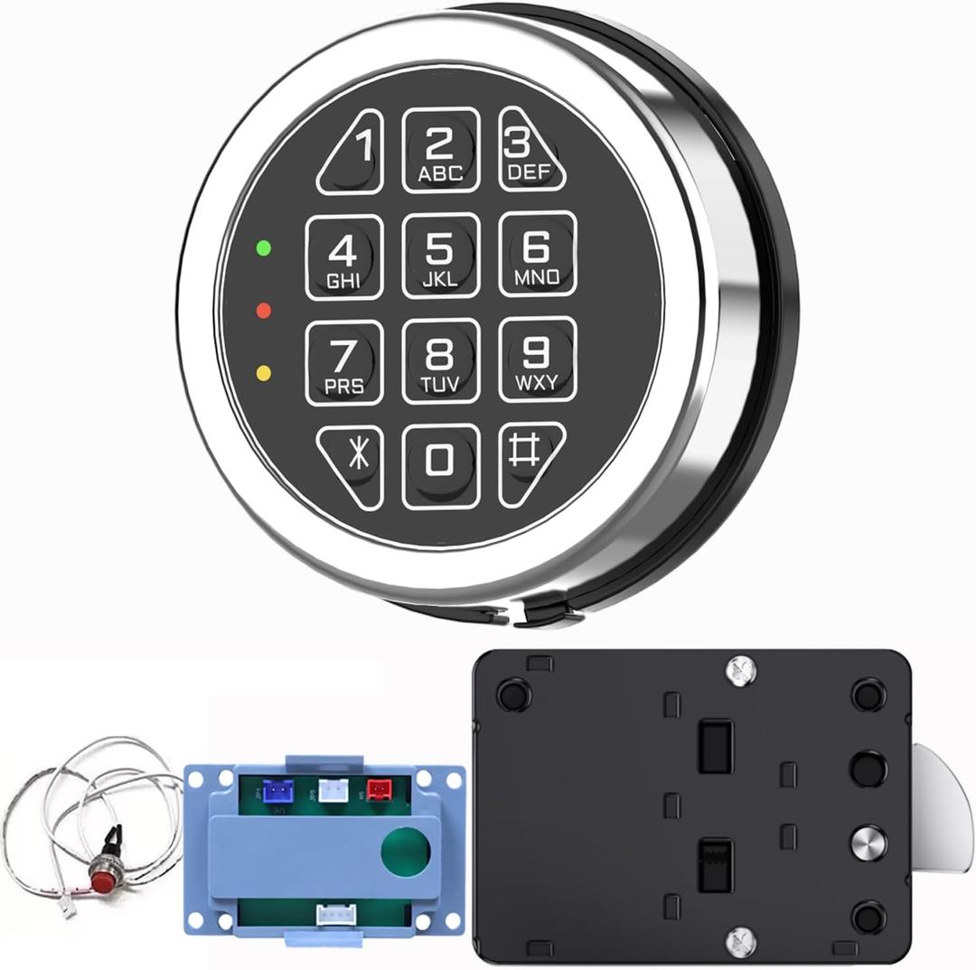 Stack on Safe Lock Replacement with Swing Bolt, High Security Fireproof Chrome Digital Keypad Electronic Safe Lock for Pistol safes, Safe Box