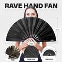 SoJourner Bags Rave Fan - Large Folding Fan - Clack Fan Hand Fan for Raves, Halloween, Burlesque, Rainbow Outfits for Women & Festival Accessories