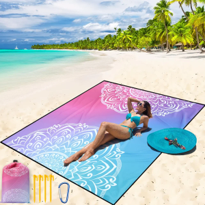Extra Large Windproof Sand Outdoor Blanket for Travel Camping Hiking Picnic Festival, Family Vacation Accessories Must Have 77x75inch