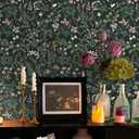 Dimoon 17.3''x236.2''Peel and Stick Wall Paper Floral Wallpaper Wall Art Renter Friendly Waterproof Upgrade Embossed Self Adhesive Stick on Paper Green Pink Kitchen Bedroom Cabinet Wallpaper Vinyl