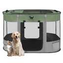 Rest-Eazzzy Dog Playpen, Foldable Kitten Playpen for Medium Dogs, Portable Pet Puppy Playpen with Removable Shade Cover, Indoor Outdoor Travel Camping Use for Small Pets with Carrying Case (L, Green)