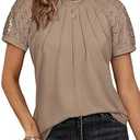 ATHMILE Womens Tops Dressy Casual Tee Shirts Summer Blouses Fashion Spring Top Khaki, XXL