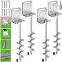 4 Pack 18 Inch Trampoline Ground Anchors Screw in Earth Anchor Stakes kit with L-Shaped Brackets 20MM Spiral Swingset Anchors for Swing Set, Tent, Canopy, Carport, Sheds, Playset, Mobile Home