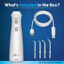 Waterpik Cordless Pearl Rechargeable Portable Water Flosser for Teeth, Gums, Braces Care and Travel, Extra Quiet, 4 Flossing Tips - ADA Accepted, WF-13 White