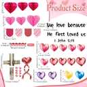 74 Pcs Valentines Christian Bulletin Board Decoration, We Love Because He First Loved US 1 John 4:19 Bible Verse with Pink Heart Cross Cutouts Honeycombs for Sunday School Church Classroom