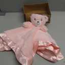 Baby Bear Security Blanket Soft Minky Baby Lovey Animal Plush Blanket Unisex Lovie Gift for Toddler, Boys and Girls, 16 Inch Pink