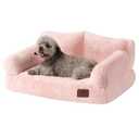 Hollypet Fluffy Dog Cat Bed Pet Couch Beds Plush Soft Warming Washable Puppy Bed for Small Medium Dogs and Large Cats, Pink, 24" L x 18" W x 10" Th