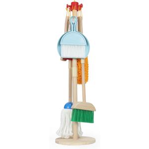 Kids Cleaning Set Wooden  Pretend Play Housekeeping Kit with Broom, Mop, Duster, Dustpan, Brushes, Rag & Stand  Montessori Cleaning Toys Gift for Toddlers Age 3-6