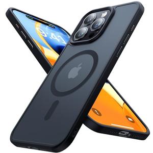 Aulofe Strong Magnetic for iPhone 15 Pro Case, [Compatible with MagSafe] [Military-Grade Drop Tested] Shockproof Protective Slim Thin Translucent Matte Cover for iPhone 15 Pro Phone Case, Black