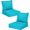 Outdoor Chair Cushions with Back, 24x24x4in, Set of 2, Lake Blue
