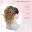 12 Inch Curly Ponytail Extension, Clip on Ponytails for Women, Natural Pony Tails Hair Extensions, Synthetic Hair Extensions Ponytail, Clip in Ponytail (Color: Ash Blonde with Blonde Ends)