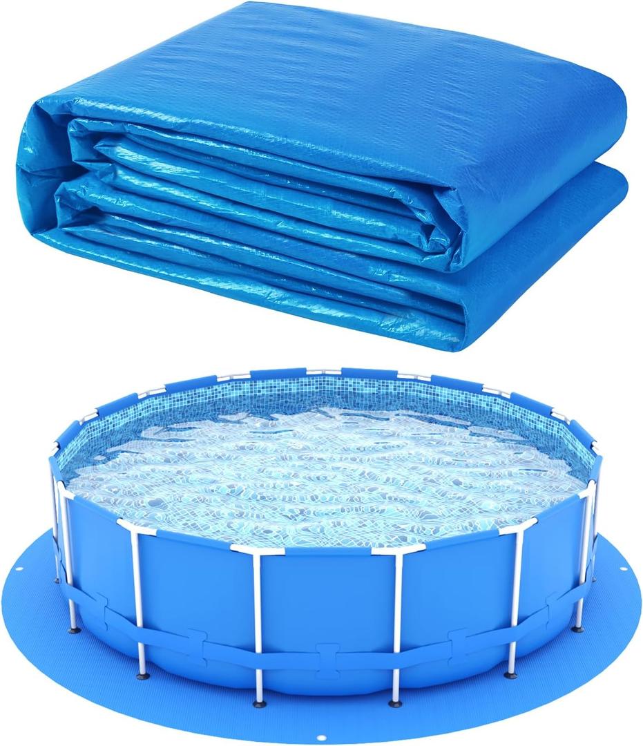 16 x 16 Ft Swimming Pool Ground Cloth Round Swimming Pool Tarpaulin Tarp for Above Ground Swimming Pools Heavy Duty Pool Ground Mat Protector Pad Prevents Punctures