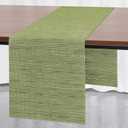 Myir JUN Table Runner, Vinyl Table Runner Indoor 72 Inch Long Arbitrarily Cropped Runner for Table Heatproof for Home Party (Green, 12 x 72 inch)