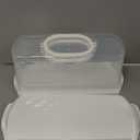 2-Pack Plastic Rectangular Bread Box with Clear Lid, Loaf Cake Keeper, Portable Bread Keeper Storage Container with Handle (White)