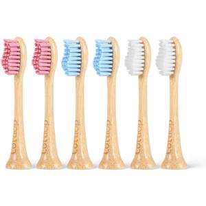 Bamboo Electric Toothbrush Heads, Plant-Based Soft Bristles Electric Toothbrush Replacement Heads, Compatible with Philips Sonicare (Mix and Match 3 Colors)