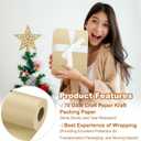 PATIKIL Wrapping Paper, 15" x 800"(66') 70 GSM Craft Paper Roll Kraft Packing Paper for Poster Bulletin Board, Gift Wrapping, Brown