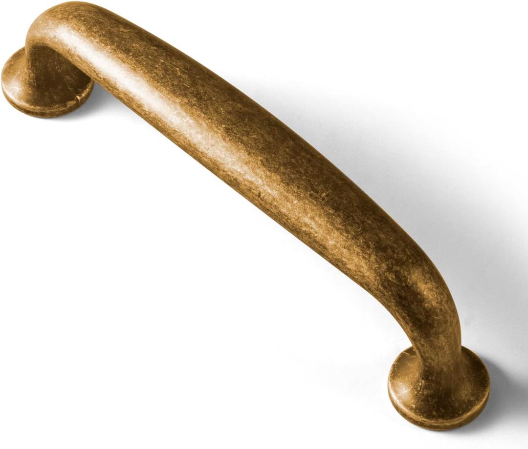 Goo-Ki 6 Pack Antique Brass Cabinet Handles, 5.04"(128mm) c-c Antique Bronze Drawer Pulls, Zinc Alloy Solid Retro Brass Bar Pull Furniture Hardware for Kitchen Dresser Wardrobe Cupboard