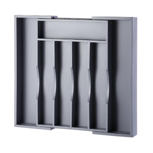 Expandable Bamboo Kitchen Drawer Organizer for Cutlery and Utensils, Adjustable Bamboo Wood Cutlery Tray in Drawer for Flatware and Silverware in Kitchen, (Grey) (7 Slots Expandable)