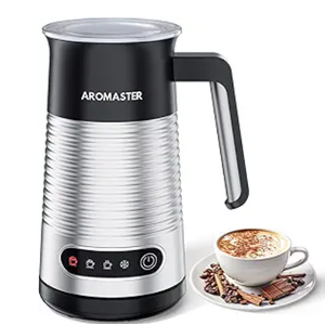 AROMASTER Milk Frother, 4 IN 1 Electric Milk Frother and Steamer for Coffee, Lattes, Cappuccinos, Automatic Hot Dense/Airy Foam & Cold Foam Maker, Ideal for Home, Kitchen and Office Daily Use