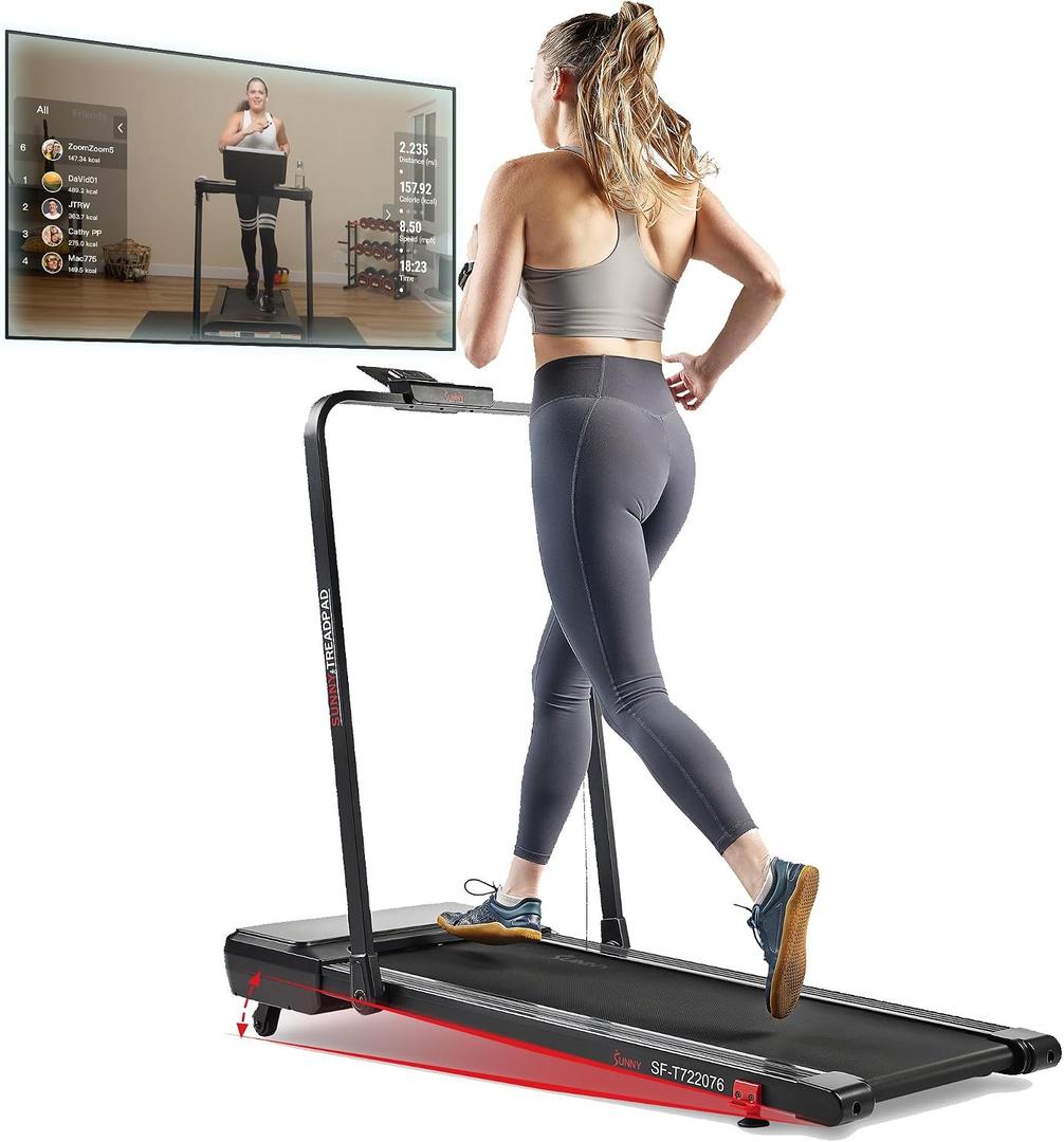 Sunny Health & Fitness Treadpad Treadmill with 6-Level Auto Incline & Exclusive SunnyFit App Enhanced Bluetooth Connectivity