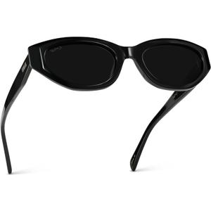 WearMe Pro - Women's Polarized Sunglasses, Narrow Fashion Cat-Eye Acetate Frame, Oval Lenses, Hand-Polished
