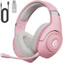 KAPEYDESI Wireless Gaming Headset for PS5, 2.4GHz Gaming Headphones Wireless with Noise Canceling Microphone for PS5, PS4, Fortnite & Call of Duty/FPS Gamers, 40-Hr Battery Gamer Headset for PC, Pink