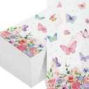100 Pieces Butterfly Napkins Pink Butterfly Party Paper Guest Towels Disposable Colorful Garden Spring Summer Flower and Butterflies Hand Towels for Wedding Birthday Holiday Decorative Party Supplies (4.33 x 7.87 Inch)