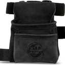 Graintex 2 Pocket Children's Tool Pouch, Suede Leather Pouch with Hammer Loop, Ideal for Home Improvement Projects, Kids Tool Belt for Young DIY Enthusiasts, Adjustable Webbing Belt (Black)