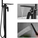Freestanding Bathtub Faucet, Floor Mount tub filler, Matte Black | Wide Flat Spout Storage,Waterfall Flow,Brass+304 Stainless Steel