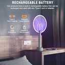 Electric Fly Swatter Racket, Mosiller 2 in 1 Smart Bug Zapper & Power Take Off Generators with USB Rechargeable Base, Powerful Mosquitoes Trap Lamp & Fly Killer for Home, Bedroom(Light Grey2 Pack)