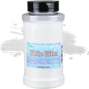 TORC White Fine Glitter 1 Pound 16 OZ Glitter Powder for Tumblers Resin Crafts Slime Cosmetic Nail Painting Festival Decoration