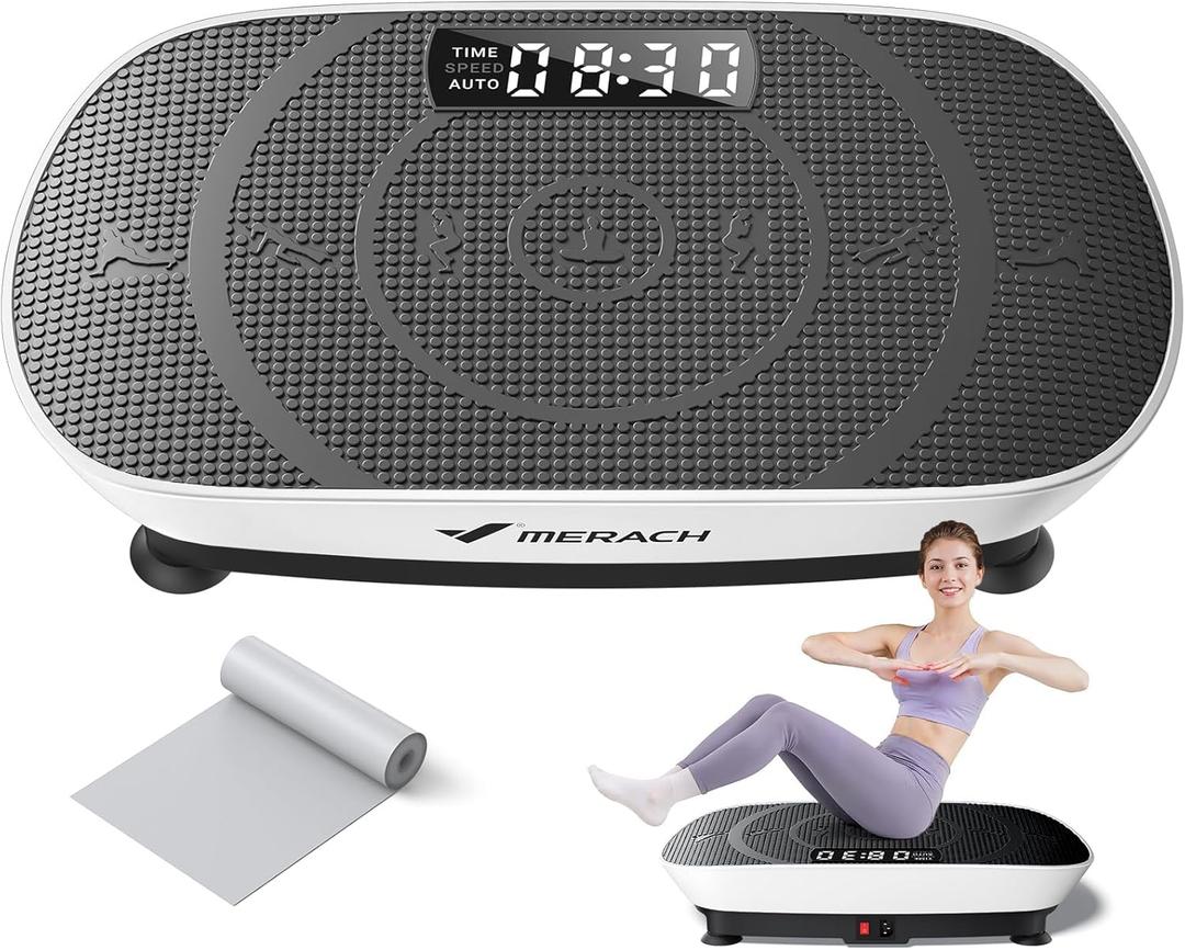 MERACH Vibration Plate Exercise Machine, Whole Body Workout Equipment for Women, Bluetooth and Silicone Pedal, Vibration Plate with Auto Mode, Vibrate Fitness Platform for Home