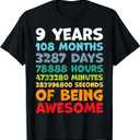 9 Year Old Bday Decorations Son Boy 9yr 9th Birthday T-Shirt (Black, M)