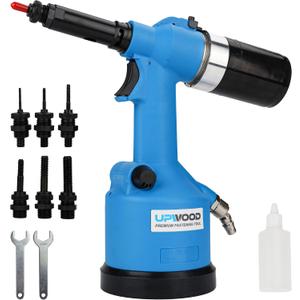 Heavy duty Air Hydraulic Rivet Nut Tool, Pneumatic Riveter Automatic Rivet Nut Gun Tool Setting Kit Come with 7 Size Metric Nose-Piece Assembly (M3 to M12)
