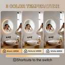 20 Inch Round LED Bathroom Mirror with Lights, Lighted Vanity Bathroom Mirror with Backlit, Stepless Dimmable & 3 Colors (3000K/4000K/6000K), IP54 Waterproof